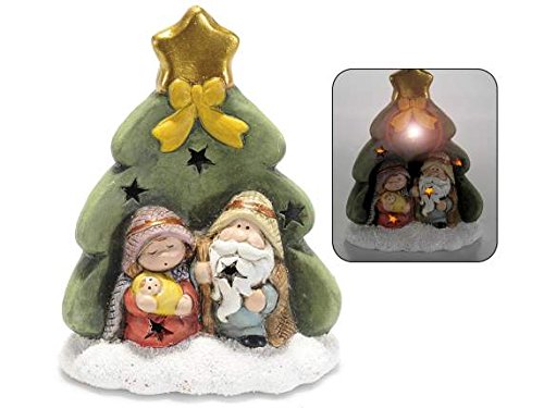 Ideapiu Presepe ad Albero in Ceramica Colorata con Luce