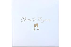SASS PARTY & GIFTS Birthday or Anniversary "Cheers" Guestbook - Ideal Keepsake for Party Celebration - White/Gold (18)