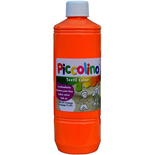 PICCOLINO Stoffmalfarben Textilfarben Set 5 Neon-Farben je 500ml – Neongelb Neonorange Neonpink Neongrün Neonviolett - 3