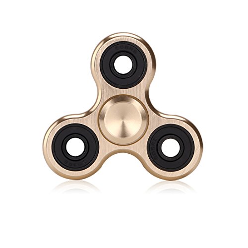 Hand Spinner Toy Durable 3-Finger Aluminum Alloy Tri-Spinner Fidget Toy for Stress and Anxiety Relief (Gold)