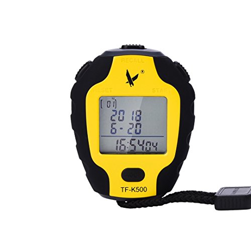 Professional Digital Stopwatch Timer 3 Rows 500 Memories with Large LCD Display, Bluetooth Function, Clock Alarm, Countdown Timer