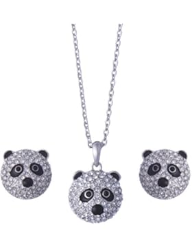 Galaxy Jewellery Ohrringe & Anhänger Halskette Panda Set mit Swarovski Kristallen - Ideal für Frauen und Mädchen...