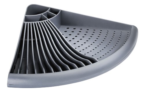 WENKO 2371100 Eck-Geschirrabtropfer, Kunststoff - Polypropylen, 50 x 9 x 35 cm, Grau