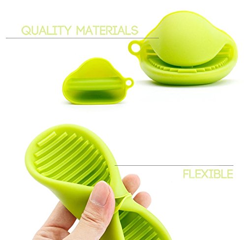 Veewon Topflappen Silikon Topf Halter Herd Mini Mitt Kochen Pinch Grips Küche Hitzebeständige Lösung – 2 Stück (Grün) - 3