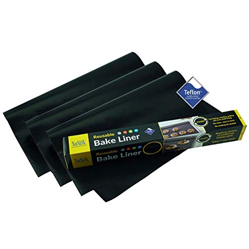 NoStik @ WOWOOO Koch Matte/Horno compresa, teflón, Reutilizable con Revestimiento Antiadherente no dificultades con 5 años de garantía - 33 x 36 cm, 3 Unidades