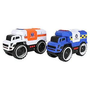 Planet of Toys Ambulance & Police Car Toys for Boys, Kids (BIG SIZE) | Friction Powered Toys Push Go Vehicle & ? AMBULANCE/POLICE CAR
