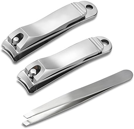 Nail Clippers Set,TimberRain Stainless Steel Fingernail and Toenail Clippers, with Professional Stainless Steel Slant Tip Tweezer