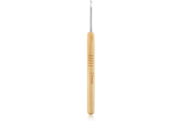 Crochet 2.5 mm, manche ergonomique pour mains arthritiques, manche en bois, aiguilles à tricoter extra légères pour débutants et fil à crocheter (2.5 mm)
