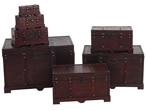 Holztruhe Holzbox Schatztruhe Valence Antikoptik 39x67x38cm ~ eckig - 5