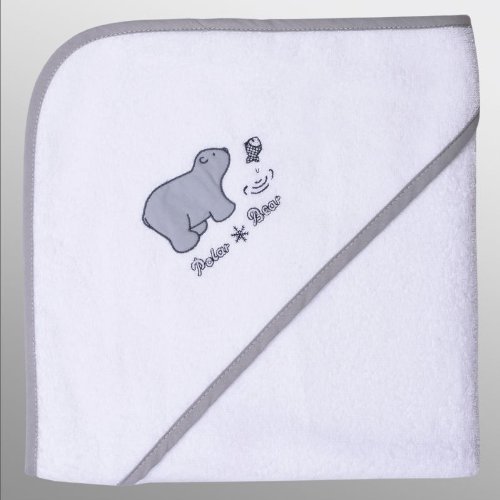 Preisvergleich Produktbild Wörner Südfrottier NEUE Kollektion "Eisbär weiß" Lätzchen, Badetücher, Waschhandschuh (Kapuzen-Badetuch 100x100 cm)