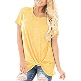 iHENGH Neujahrs Karnevalsaktion Damen Frühling Sommer Top Bluse Bequem Lässig Mode Frauen beiläufige Normallack Kurzschluss Hülsen O Bluse Twist verknotete Oberseiten T Shirt