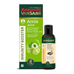 Baidyanath Vansaar Complete Hair Care Kit - Amla Juice (1Ltr) promotes healthy hair & Pure Cold Pressed Kalonji Oil (100 ml) nourishes scalp & reduces hairfall