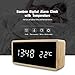 Produktbild Bambus Holz Spiegel Wecker Temperatur Klänge Steuern Tischuhr Mit Digitaluhr Elektronische LED Uhren Despertador,Blue