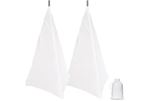 BOSKING 2pcs Speaker Stand Cover, Stretchable Spandex, 2 Sided, Floor Speaker Tripod Support, Scrim Covers, White