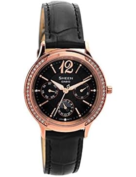 Casio Damen-Armbanduhr XS Chronograph Quarz Leder SHE-3030GL-5AUER
