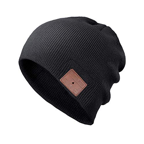 SZ Yideng Gorro de Música Inalámbrica Bluetooth, Gorro de Invierno Unisex con Auricular Inalámbrico Micrófono de Mano Beanie USB Recargable de Manos Libres para Correr Esquí Patinaje (Negro)