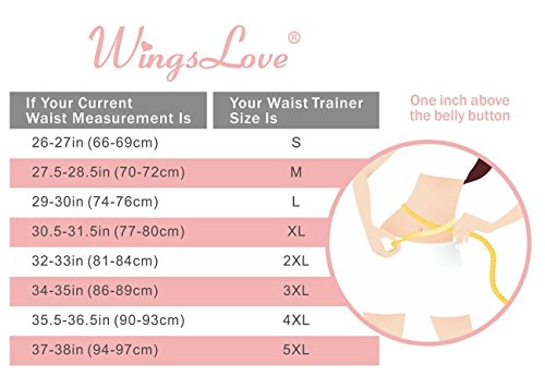 WingsLove Latex Waist Cincher-Faja Corset Belt Bodysuit Slimming Workout Shapewear (UK Size 14--16(XX-Large), Pink)