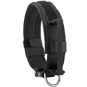 JIEPAI Tactical Dog Collar Military Training Dog Collar Nylon Adjustable K9 Collar Heavy Duty Metal Buckle with Handle (XL, Black)