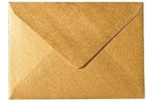 BRIEFUMSCHLÄGE24PLUS 25 Briefumschläge B6 DIN (12,5 x 17,6 cm) Gold Metallic, Verschluss-Technik: Feuchtklebend mit Dreieck Lasche (Gold) ! Grammatur: 100 g/m²