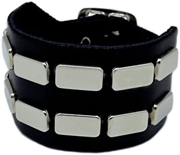 Biker Wristband 2 Rows Flat Studs