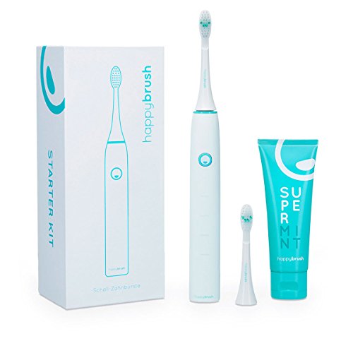 Preisvergleich Produktbild happybrush elektrische Schallzahnbürste VIBE 2 (Neue Generation) mit Vibrations- / Schalltechnologie – Power-Akku StarterKit (weiß)
