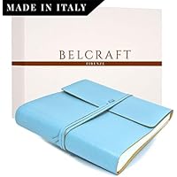 Belcraft Dolci Album Fotografico in Pelle, Elegante Pensiero con Scatola Regalo, Regalo Bimbo, Battesimo, Nascita, Compleanno Bambino, Realizzato a Mano da Artigiani Toscani (22x22 cm) Aqua