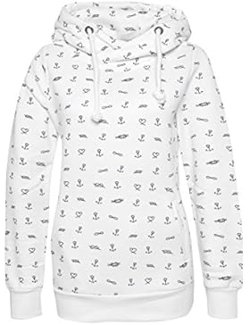 SUBLEVEL Damen Sweathoodie mit Allover-Anker-Print | Sportlich-Eleganter Kapuzenpullover