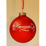 Weihnachtskugel mit Namen Rot matt, Design Neo-Klassik in Geschenkverpackung mit Sichtfenster