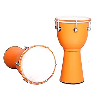 Star Musical and Handicraft Djembe 8 Inch Tuneable FIBER Series Hand Drums Musical Instrument Percussion Tribal Dholki African with Spanner- Orange (8 x 16 Inches) - Made in India - Ideal for Age group of 5 to 12