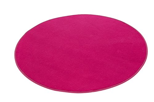 misento 292201 Velours, Kurzflorteppich Lifestyle, uni-/ kräftige Farben / 100 cm rund, pink - 2