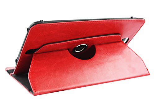 Emartbuy® Alcatel OneTouch Pixi 3 10 Zoll Tablet Universal ( 9 – 10 Zoll ) Rot Premium PU Leder 360 Grad Rotierende Stand Folio Geldbörse Tasche Hülle + Schwarz Eingabestift - 7