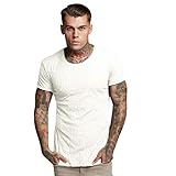 Yvelands Herren T-Shirt Männer Neuer Sommer-beiläufiger Schädel-Druck-elastische Kurzarm übersteigt Bluse Weste Tops(White,XXL)