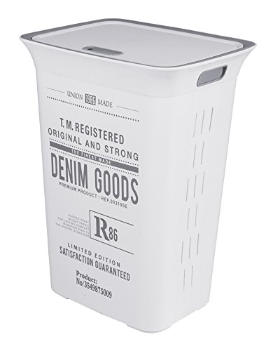 Wäschetruhe Wäschekorb Wäschepuff mit Belüftung Moda Denim 60 Liter mit Deckel Wäschesammler - 2