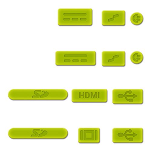 kwmobile 12in1 Set: 12er Staubschutz Set für Apple MacBook Pro 13″ 15″ Retina / Air 11″ 13″ (ab Mitte 2011) – Staubschutz Stecker Zubehör Dust Plug in Grün - 3