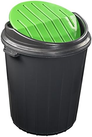 25 Plastic Recycle Recycling Bins (round flip top single, Green)