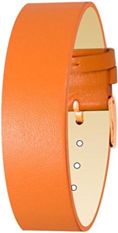 Moog Paris Orange Calf Leather Bracelet for Women, Shiny Pattern, Pin Clasp, 18mm Band - CS-08RG