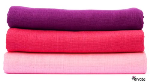 divata bunte Mullwindeln 3er Set - Beere - farbige Mulltücher, Spucktücher aus 100% Baumwolle, Oeko-Tex-Zertifiziert, 80x80 cm