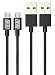 Produktbild MyGadget©-2 x Micro-USB Ladekabel aus Textil, verwicklungsicheres Nylon mit Metall USB-Anschluss (1 M) für Samsung Galaxy HTC Android Nokia (Schwarz)