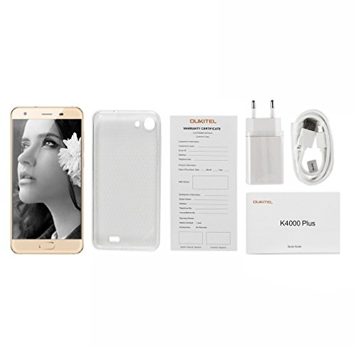 OUKITEL K4000 Plus - 4G Smartphone 4100mAh 5.0 Pollici HD Schermo Android 6.0 Quad-Core Premere Impronta Digitale 2GB RAM 16GB ROM, Dual Sim - Oro