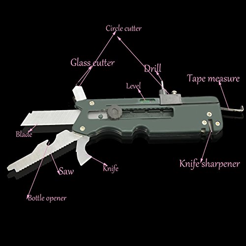 Multifunktion-Carbon-Glasschneider Faltreifen Gemüsemesser Bierflasche kann Opener Mini Portable Säge Scissor Sharpener Maßband Outdoor Survival Camping Werkzeug - 2