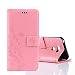 Produktbild LG G6 Hülle, LG G6 Schutzhülle, Alfort Carving Lederhülle Fashion Design Premium PU Leder Hohe Qualität Tasche Case Cover Kasten Abdeckung Wallet für LG G6 5.7" Smartphone Funktion Standfunktion Unterstützte Telefone und Magnetverschluss mit Schmetterling ( Rosa )