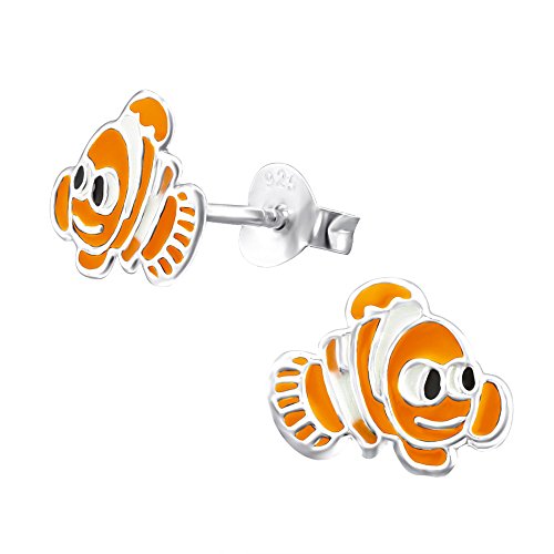 Laimons - Orecchini da bambina a forma di dinosauro con drago, 8 x 7 mm, piatti, in argento Sterling 925