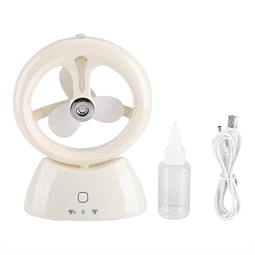Preisvergleich Produktbild USB Luftbefeuchter Ultraschall Fan Desktop Kühlung Luftreiniger Tragbar Handhaltende Wiederaufladbare Lüfter für Haus Büro Wohnzimmer(Weiß)