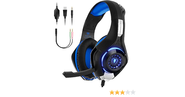 FOR ME Beexcellent Cuffie Gaming Over Ear Cuffie da Gioco Ave Microfono  3.5mm Jack Bass Gamer Headphone Stereo Audio Surround Cuffia Gaming Headset  per PS4 Xbox One PC Laptop Tablet (Blue) :