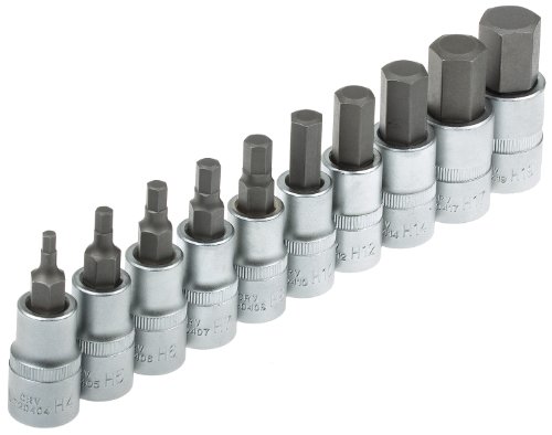 Innensechskant Steckschlüssel Satz 1/2" 10-tlg. Innen 6-kant Werkzeug für Ibus Schrauben Steckschlüsseleinsätze Stecknuss Nüsse Set Stecknüsse Steckschlüsselsatz Nusssatz