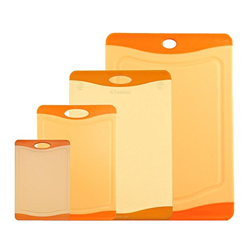 culinario 4er Set Schneidebretter mit Hygiene-Schutz, 4 Größen, Farbe: orange