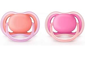 Smoczek Philips Avent Ultra Air - 6–18 miesięcy - 2 sztuki w opakowaniu - Dla wrażliwej skóry dziecka - Ortodontyczny - 4 wyjątkowo duże otwory - Łatwa sterylizacja - Etui - SCF245/22