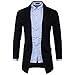 Produktbild Herren strickjacke tracht VENMO Mens Slim Fit Sweater mit Kapuze Fashion Solid Long Graben Mantel Jacke Herbst Elegante Lang Trenchcoat Winterjacke Business Parka Windbreaker Überzieher (XXL, Black)