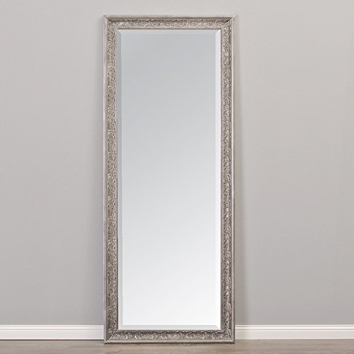 Pompöser Barock Spiegel FIORA 130x50cm antik-silber ANTIK Holzrahmen - 2