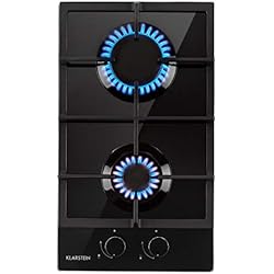 Klarstein Ignito Domino Plaque de cuisson à gaz - 2 feux, autosuffisante, 30 cm, encastrée, brûleur Sabaf, gaz naturel/propane, soupapes de sécurité, arrêt automatique, vitrocéramique, noir